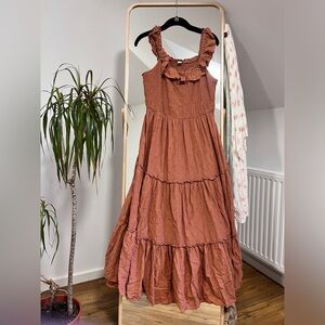 Old Navy Smocked Bodice Ruffle Hem Tank Dress Size Large Maxi Nap Dress Style